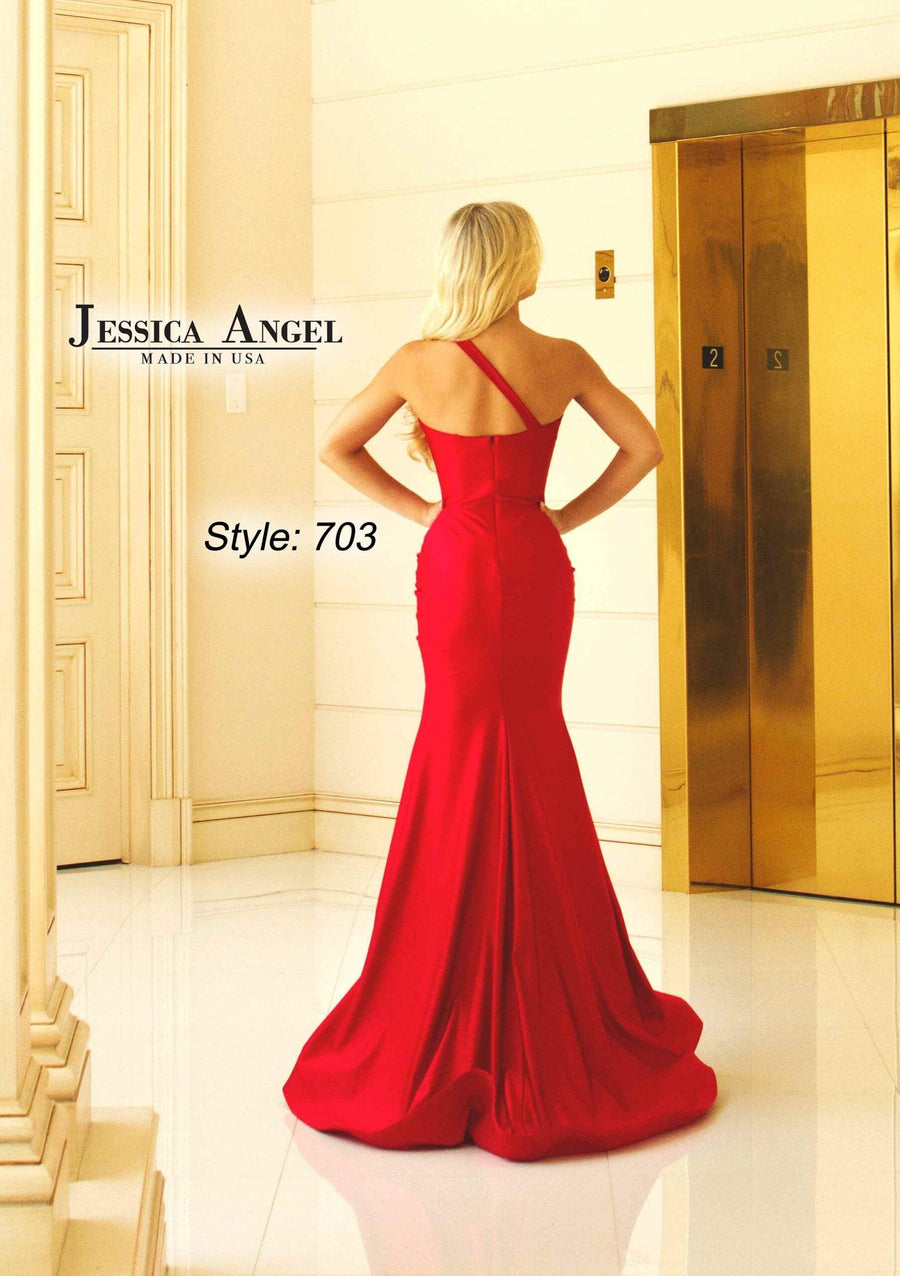 Jessica Angel One Shoulder Long Formal Dress 703 - The Dress Outlet