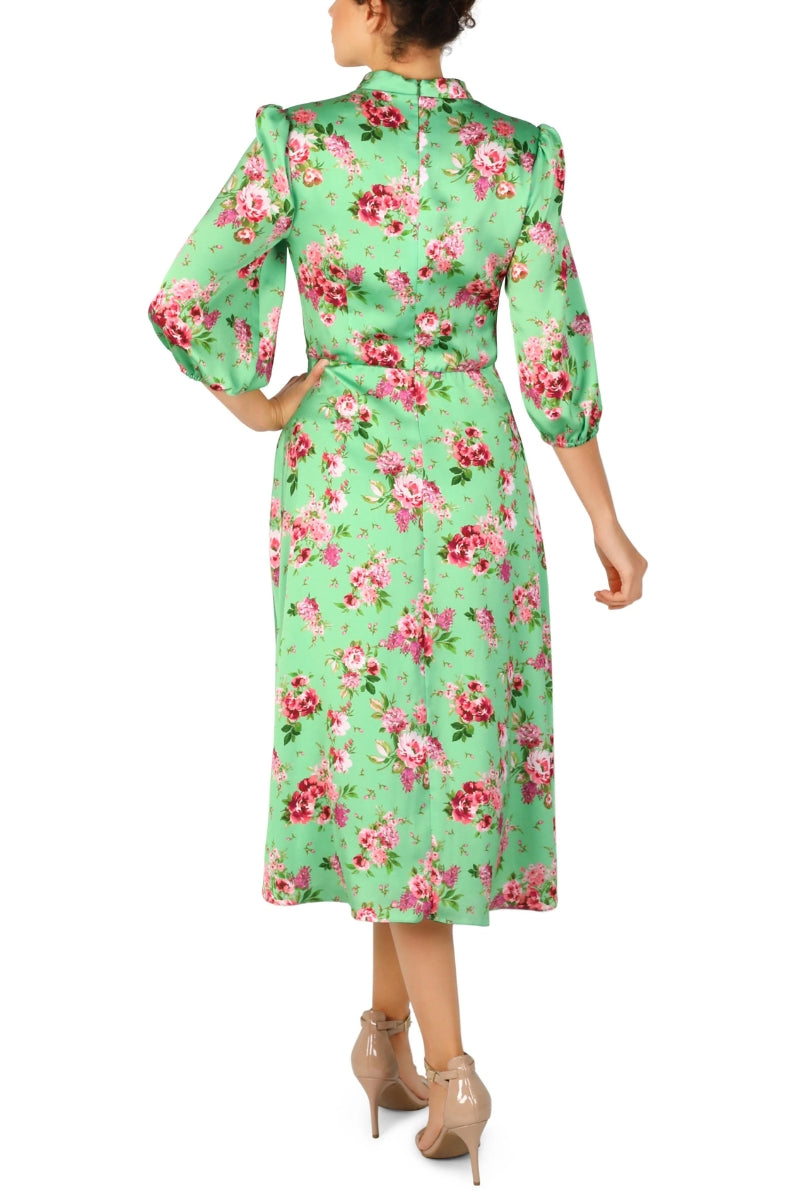 Cocktail Dresses Floral Print Midi Length Cocktail Dress Green Multi
