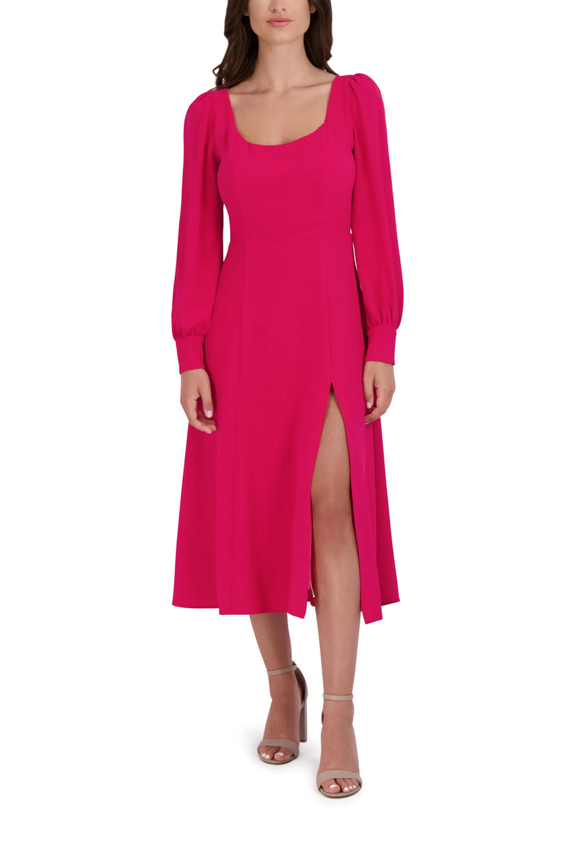 Cocktail Dresses Long Sleeve Slit Cocktail Midi Dress Pink