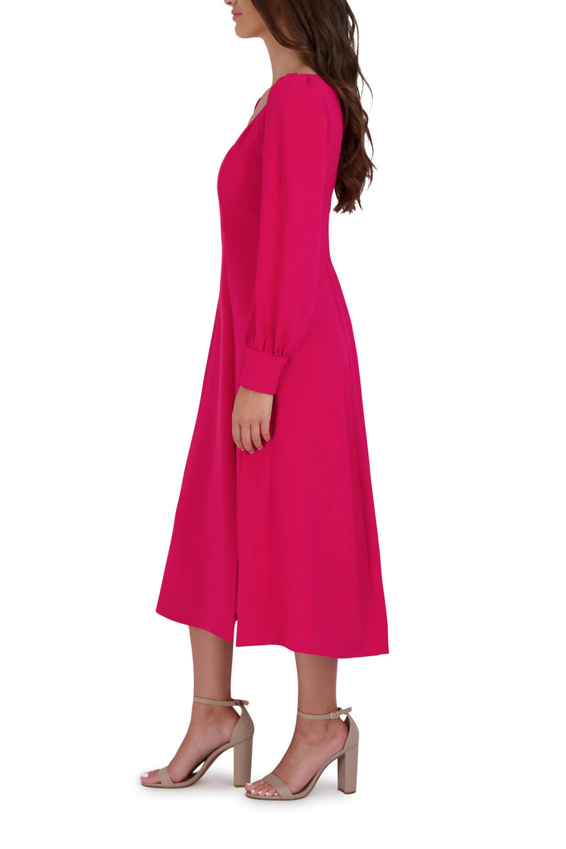 Cocktail Dresses Long Sleeve Slit Cocktail Midi Dress Pink