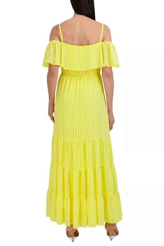Formal Dresses Tiered Long Formal A Line Maxi Dress Yellow