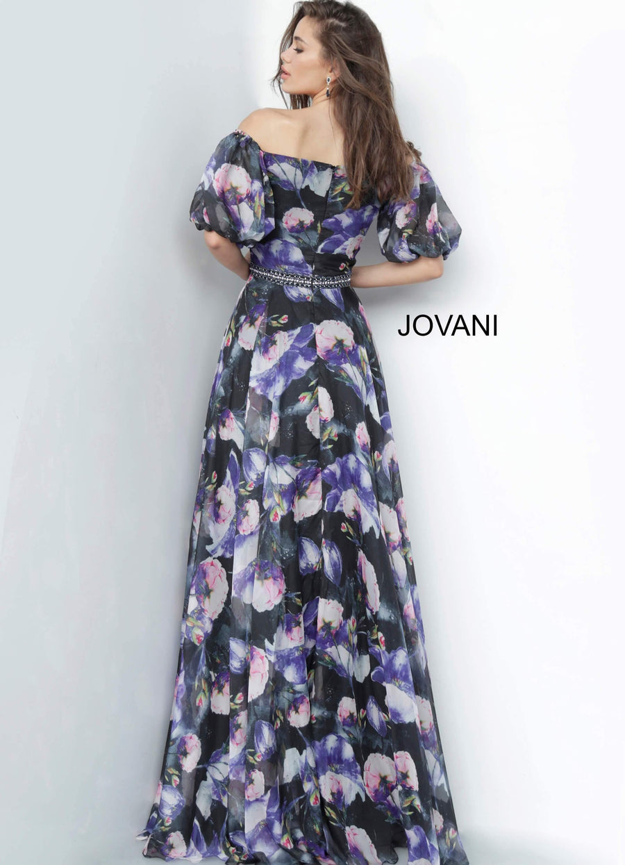 JVN By Jovani Long Formal Floral Dress JVN2022 - The Dress Outlet Jovani