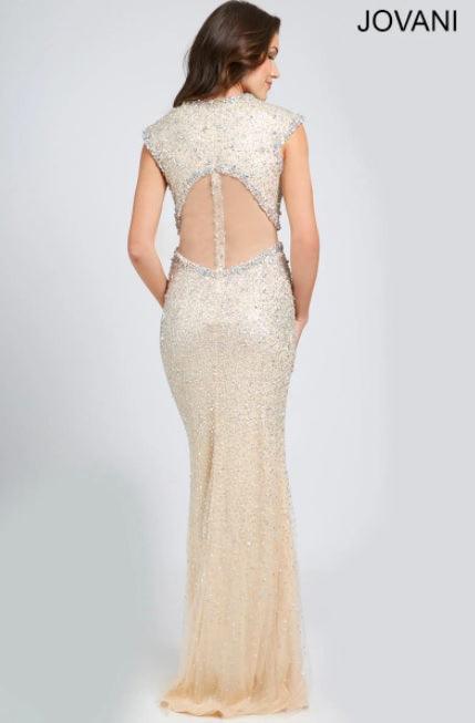 Jovani Cap Sleeve Long Formal Gown 98043 - The Dress Outlet