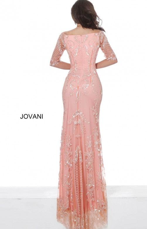 Jovani Long Off Shoulder Formal Beaded Dress 62894 - The Dress Outlet