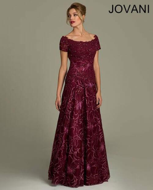 Jovani Short Sleeve Long Formal Dress 79088 - The Dress Outlet