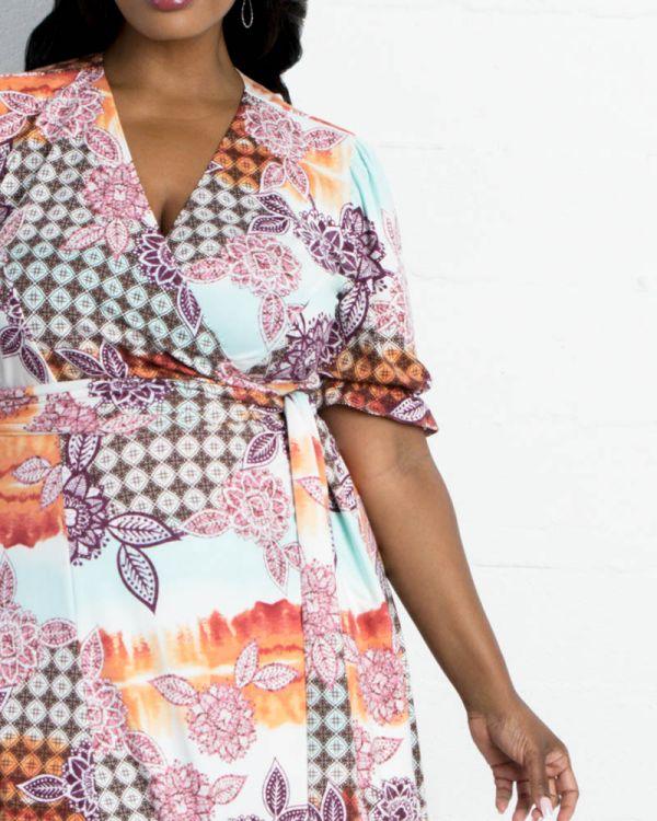 Kiyonna Formal Short Floral Dress - The Dress Outlet