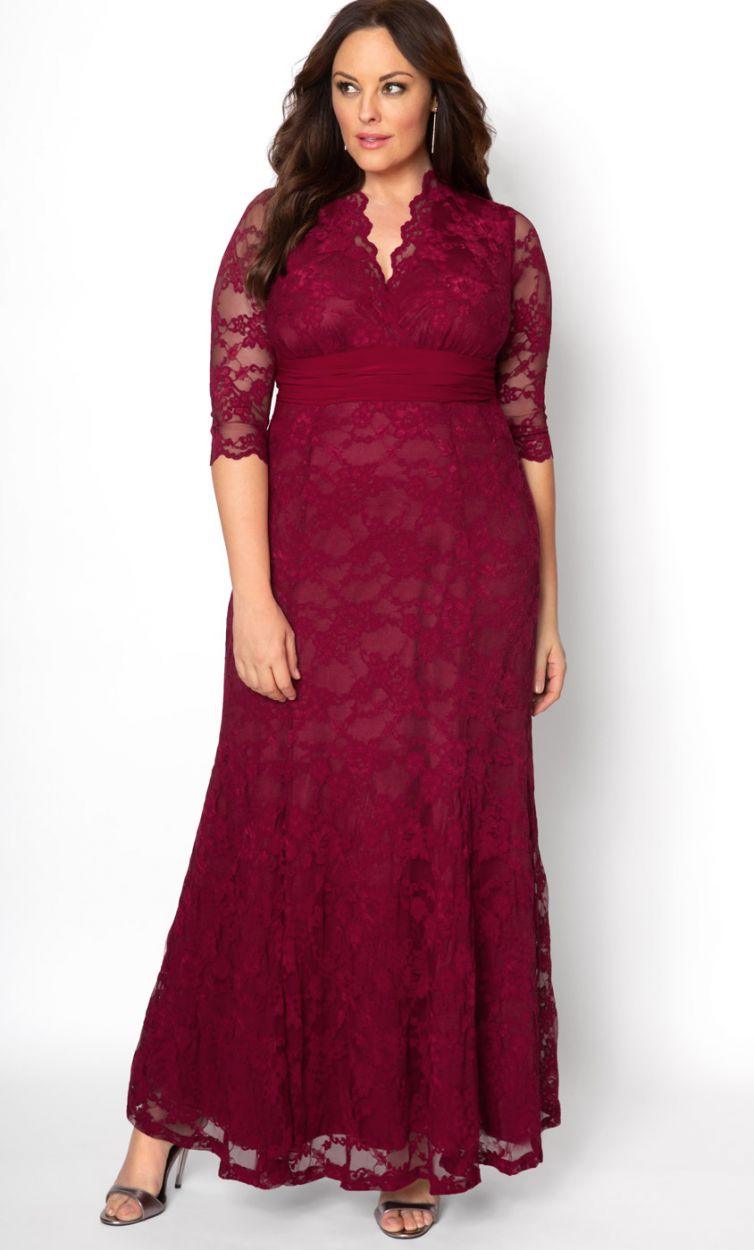 Kiyonna Screen Siren Lace Long Dress - The Dress Outlet Kiyonna