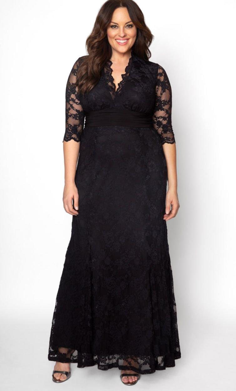 Kiyonna Screen Siren Lace Long Dress - The Dress Outlet Kiyonna