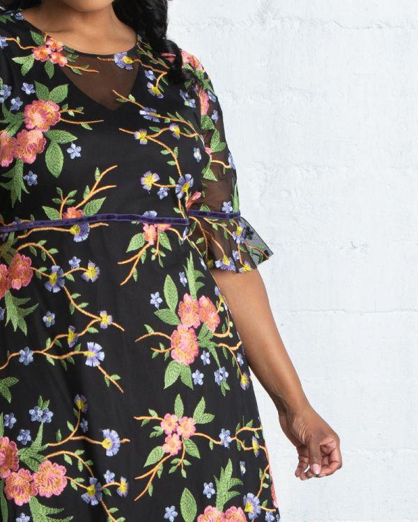 Kiyonna Short Formal Floral Dress - The Dress Outlet