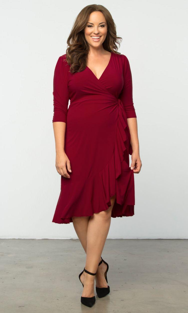 Kiyonna Short Plus Size Wrap Dress - The Dress Outlet Kiyonna