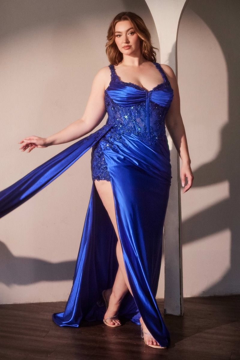 Plus Size Dresses Plus Size Long Corset Formal Prom Gown Royal