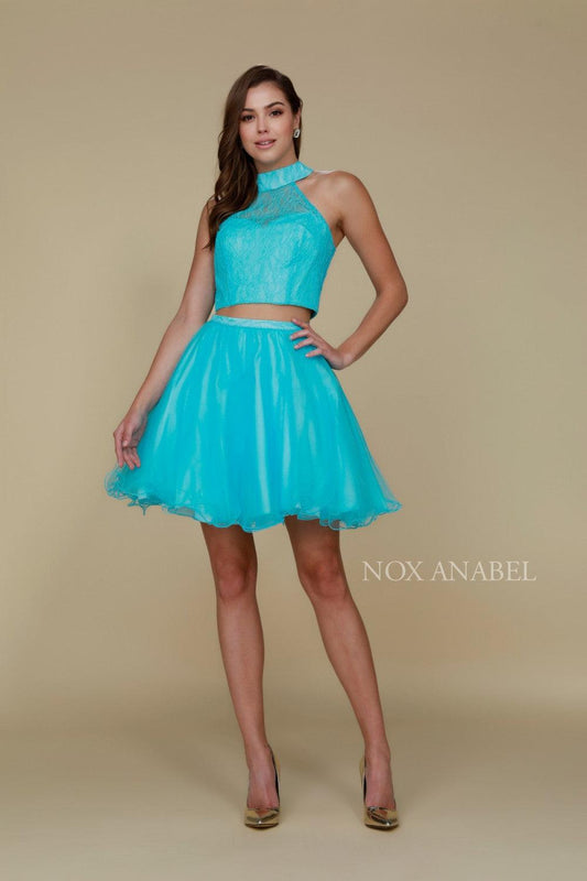 Laced Two Piece Sexy Homecoming Dress - The Dress Outlet Nox Anabel