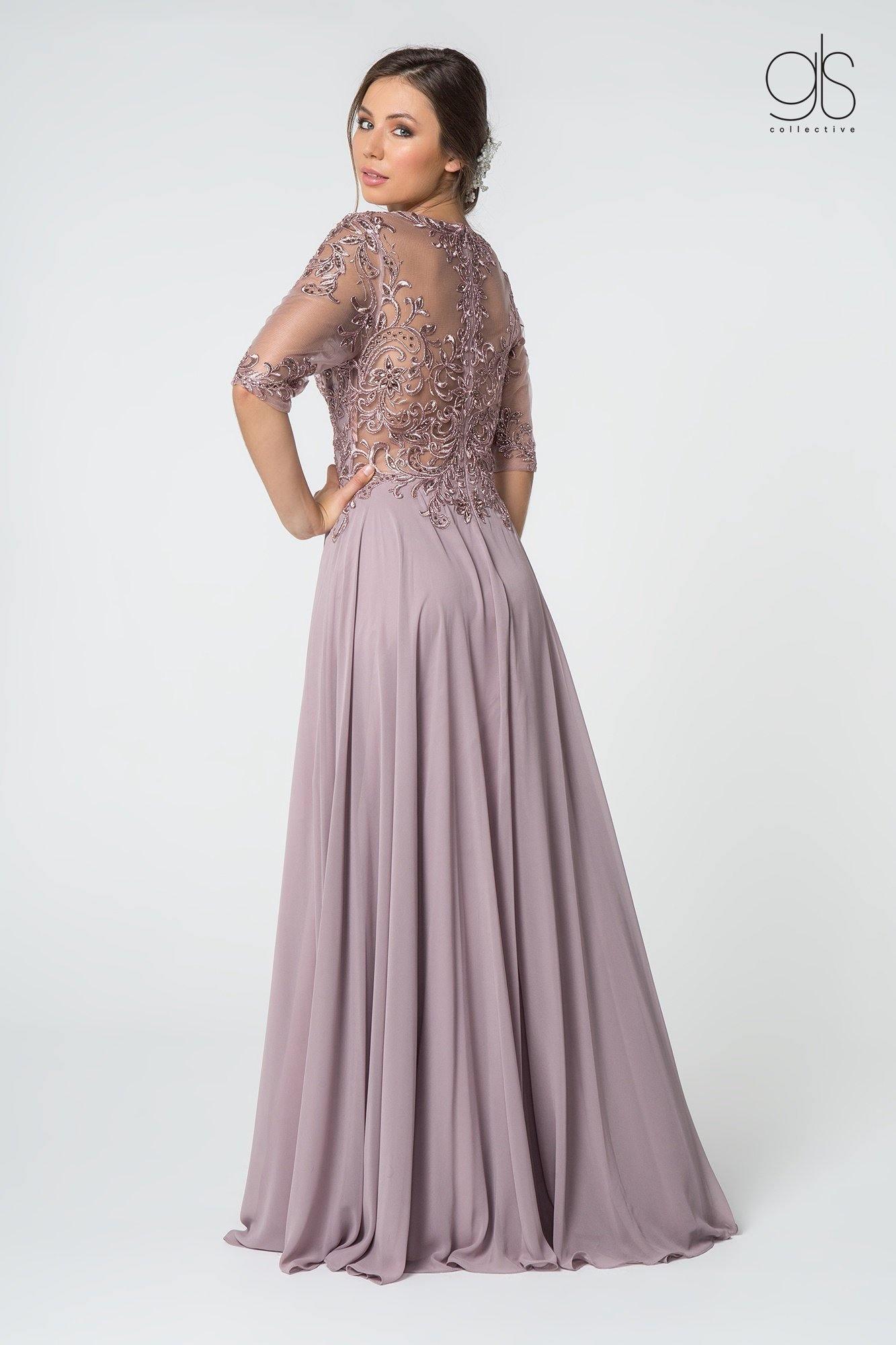 Long Embroidered Mother of the Bride Gown Sale - The Dress Outlet