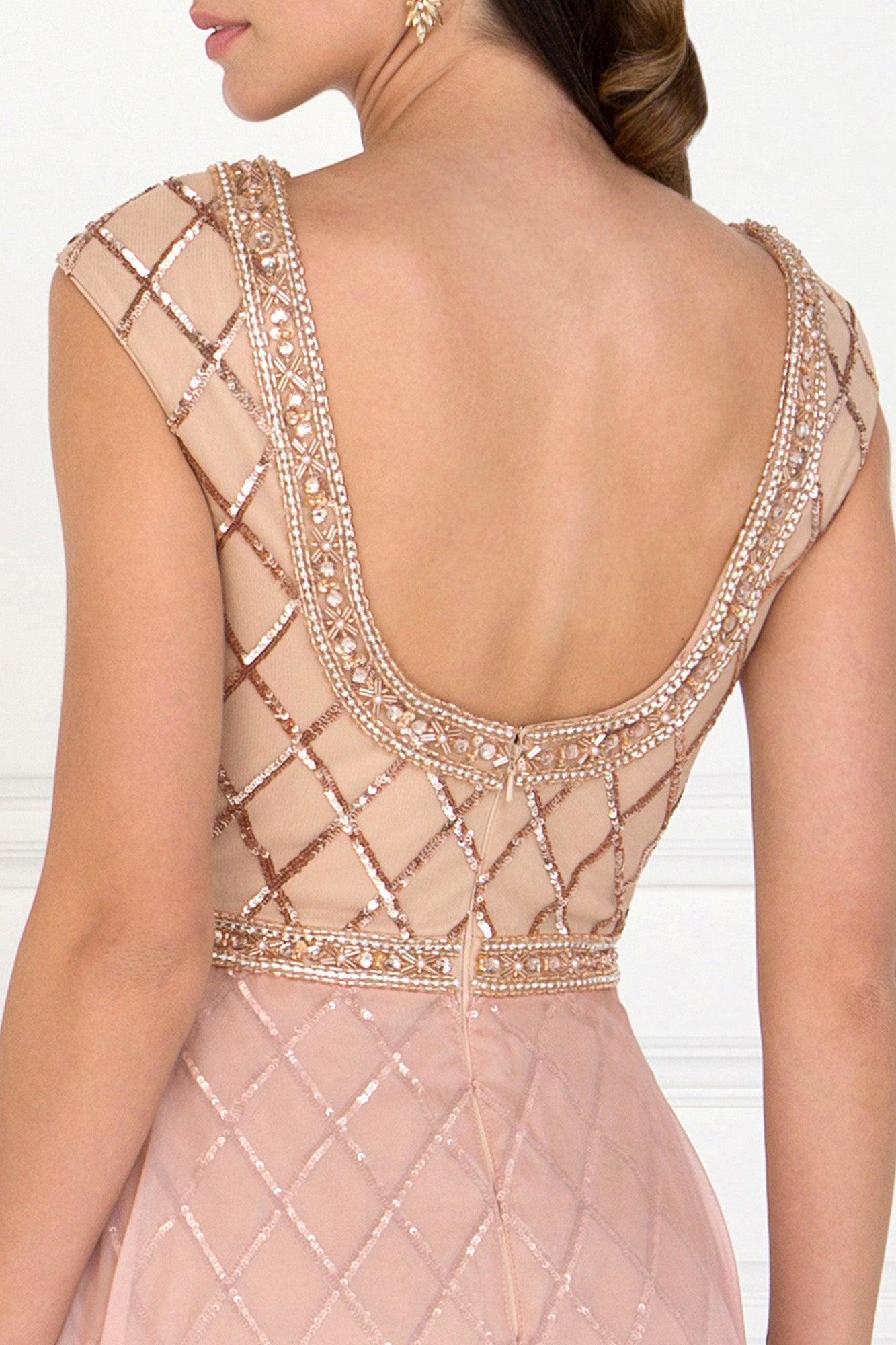 Long Evening Gown Prom Beaded Dress - The Dress Outlet Elizabeth K