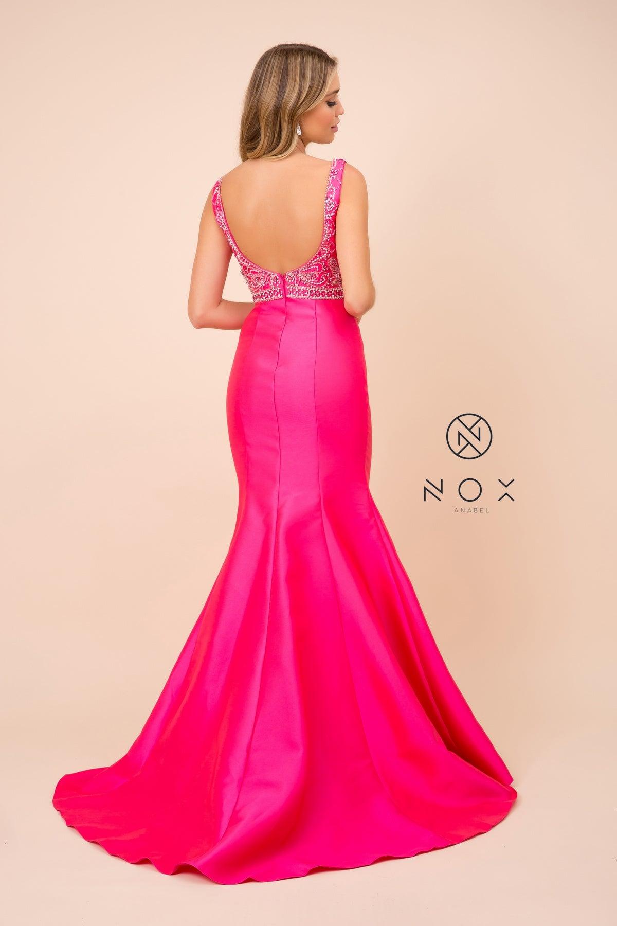 Long Fitted Formal Gown Mermaid Prom Dress - The Dress Outlet Nox Anabel