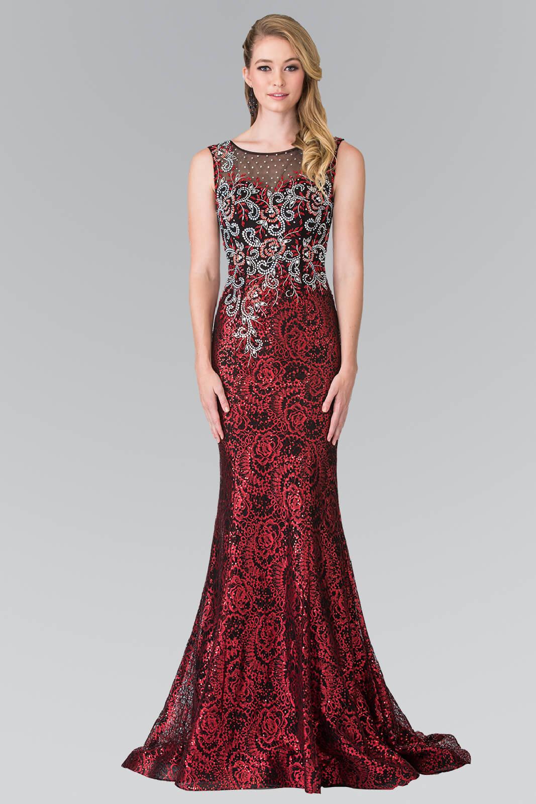 Long Formal Beaded Sleeveless Evening Prom Dress - The Dress Outlet Elizabeth K