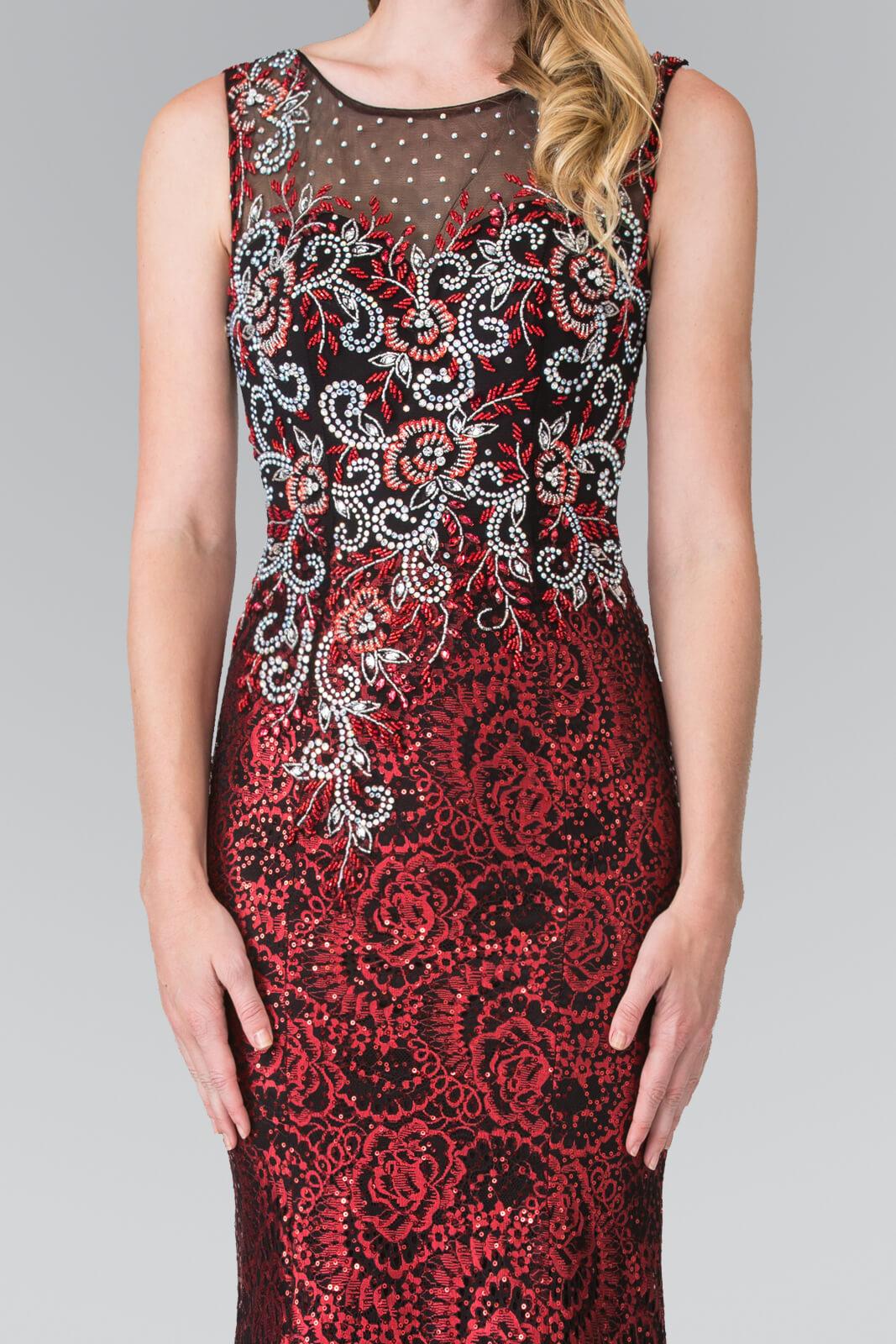 Long Formal Beaded Sleeveless Evening Prom Dress - The Dress Outlet Elizabeth K