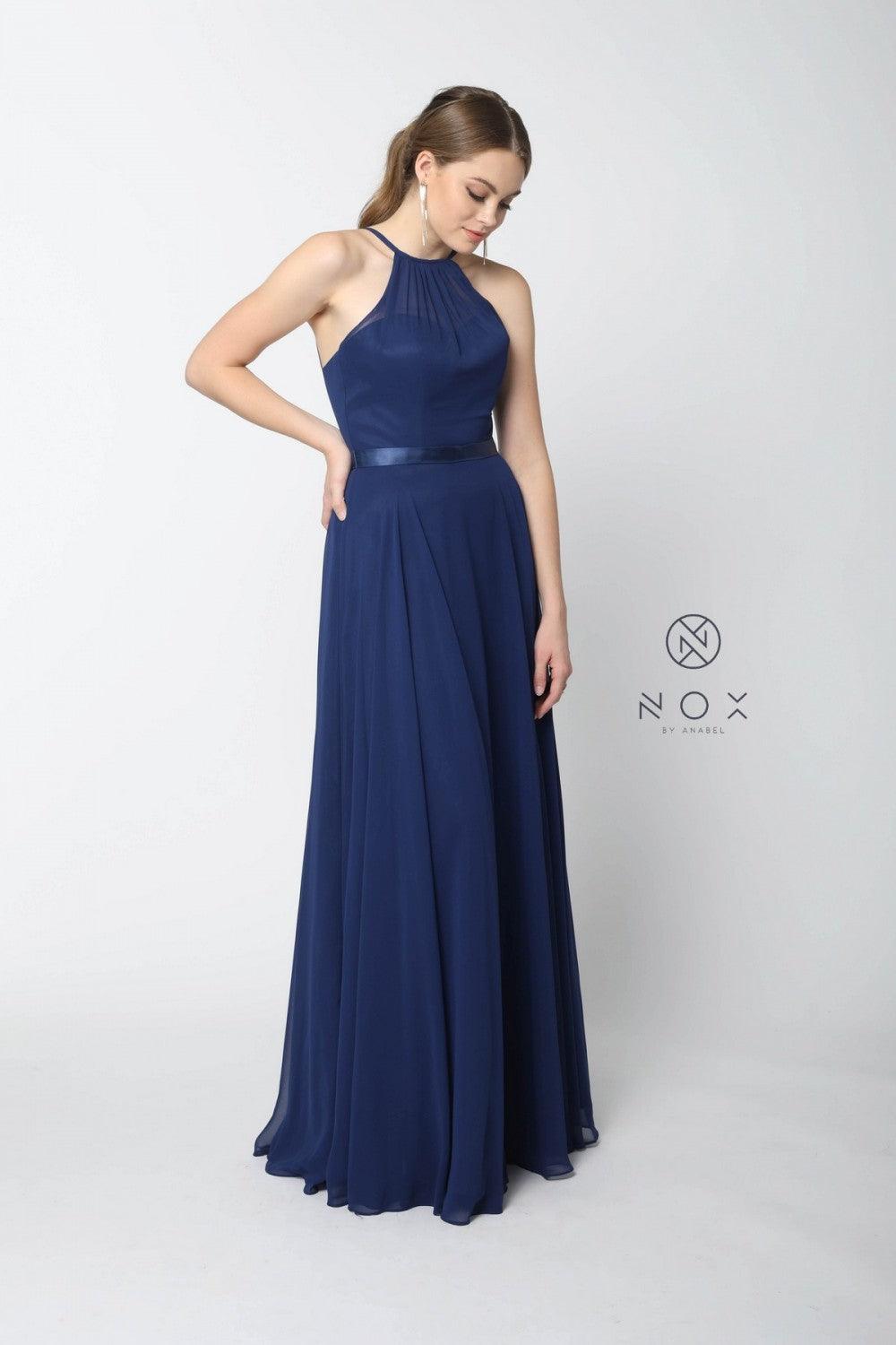 Long Formal Bridesmaid Prom Dress Navy
