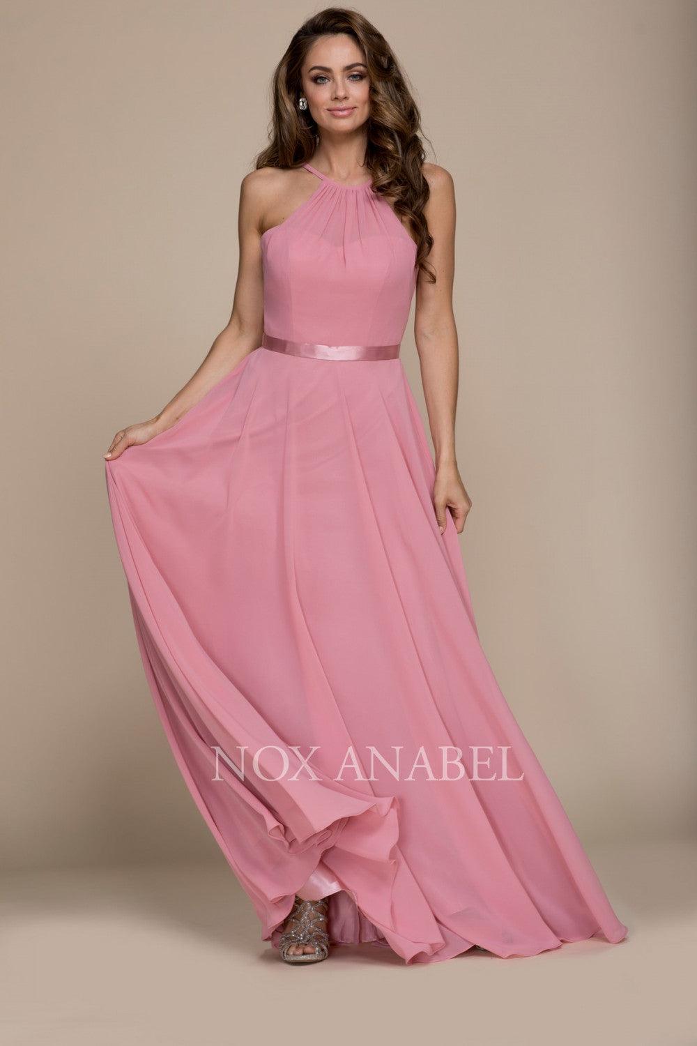 Long Formal Bridesmaid Prom Dress Rose