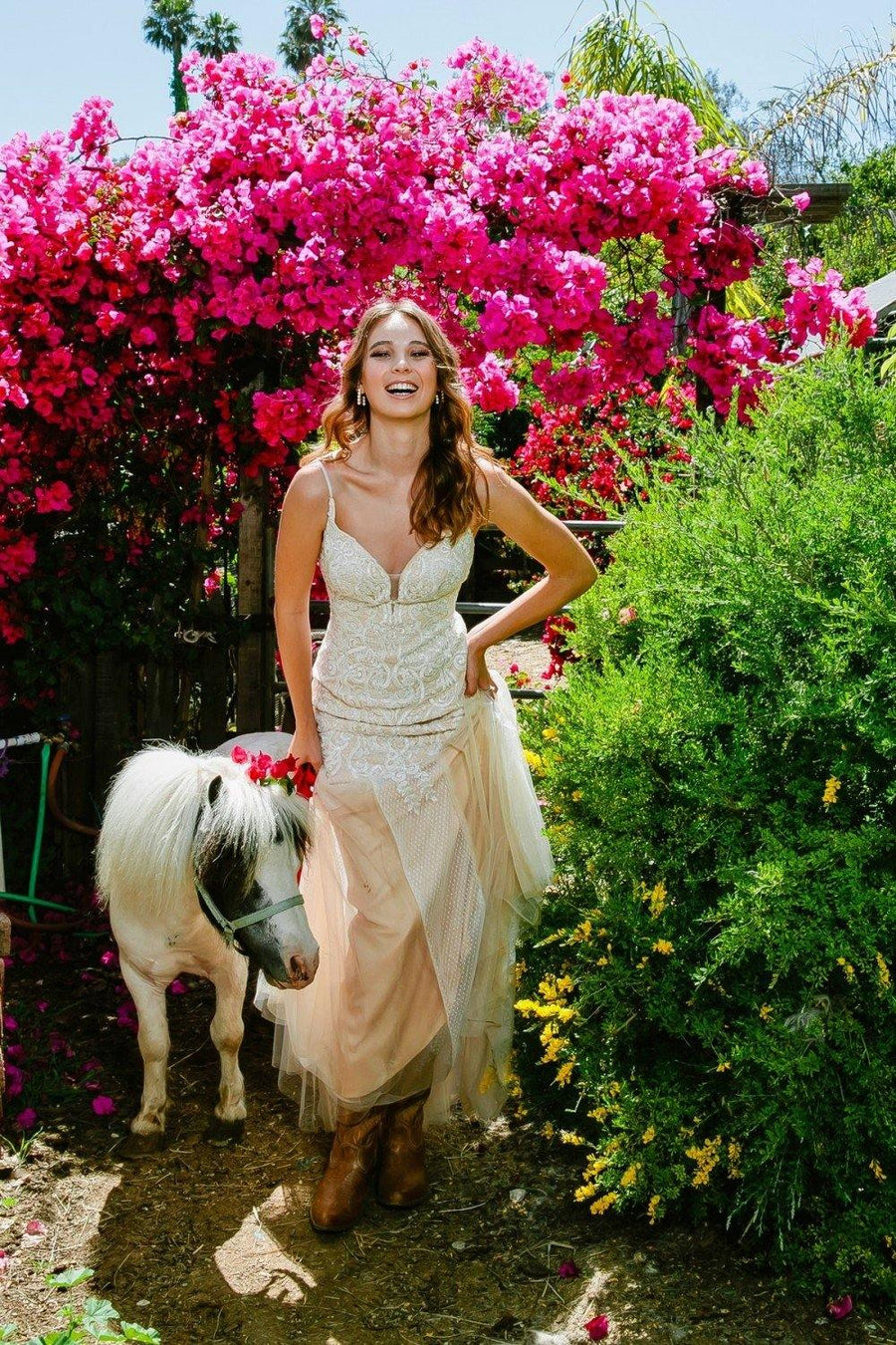 Long Formal Fitted Dress Wedding Gown White/Nude - The Dress Outlet The Dress Outlet