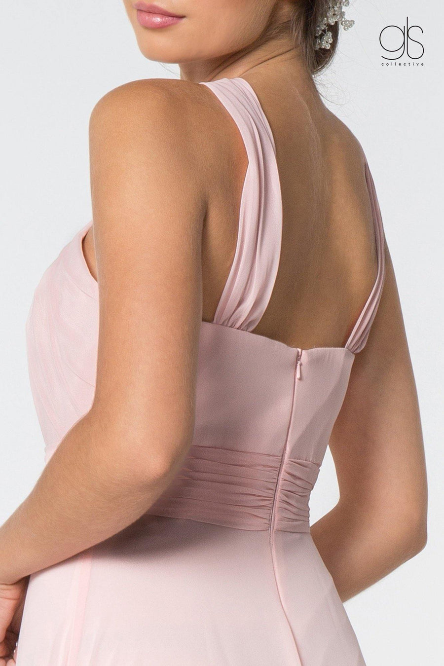 Long Formal Halter Bridesmaids Chiffon Prom Dress - The Dress Outlet Elizabeth K