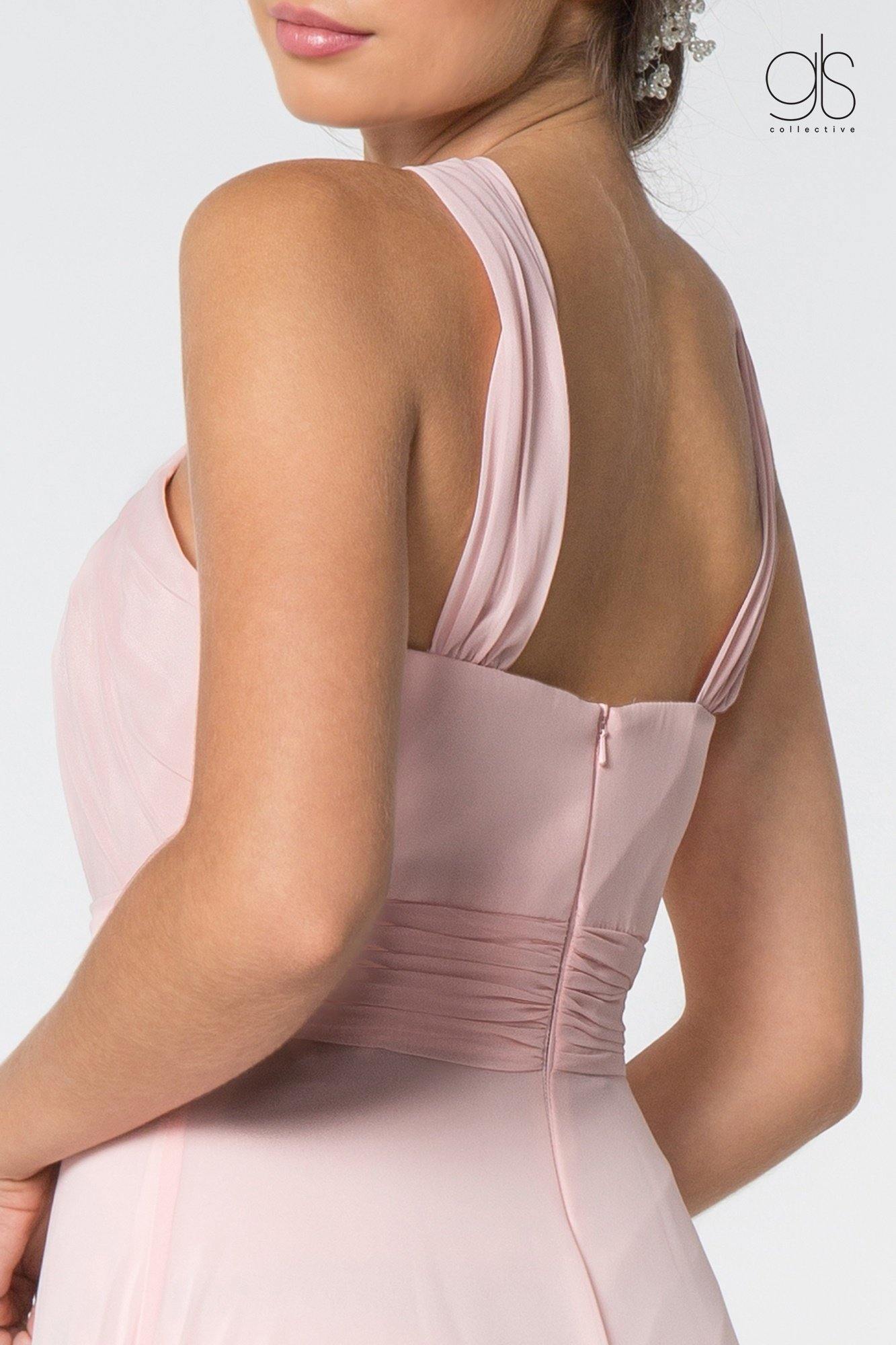 Long Formal Halter Bridesmaids Chiffon Prom Dress - The Dress Outlet Elizabeth K