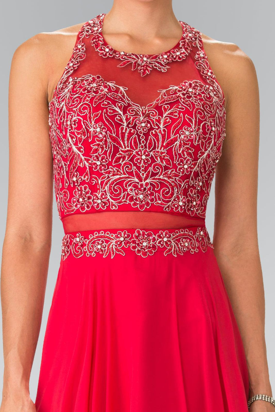 Long Formal Mock Two Piece Prom Dress - The Dress Outlet Elizabeth K