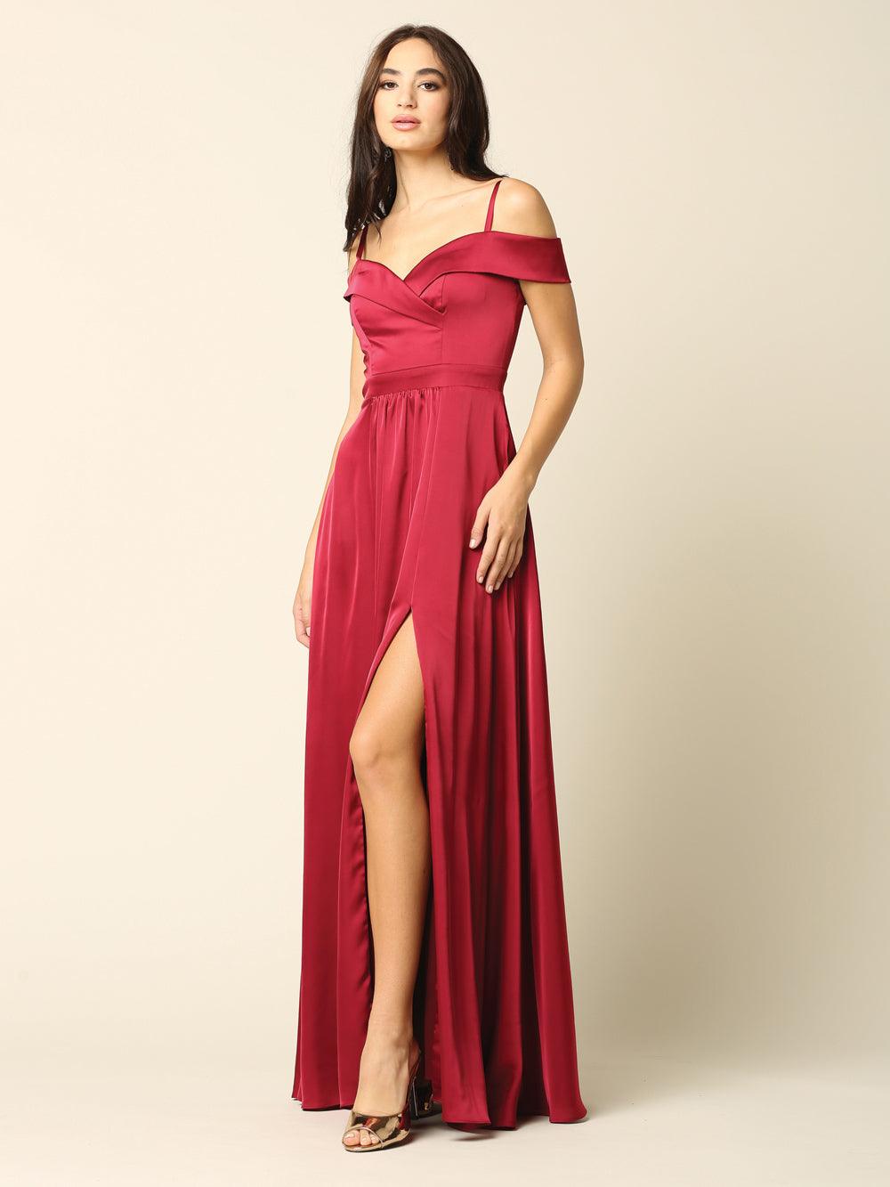 Long Formal Off Shoulder Bridesmaid Dress - The Dress Outlet