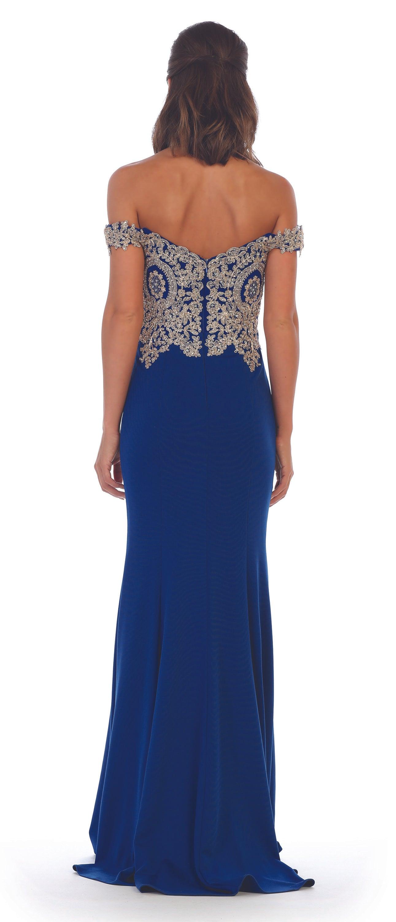 Long Formal Off Shoulder Fitted Mermaid Dress - The Dress Outlet