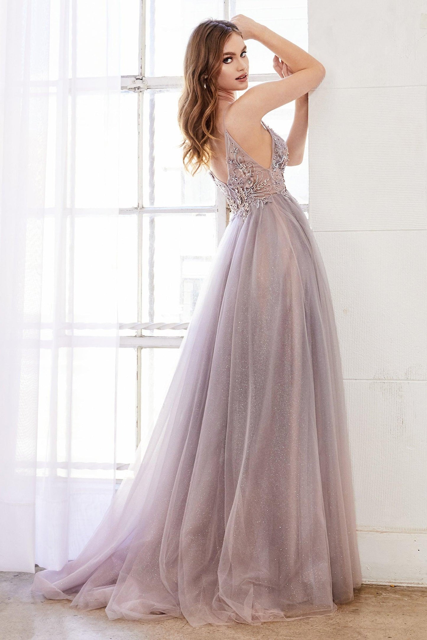 Andrea & Leo A0850 Long Formal Spaghetti Strap Prom Dress Blush Mauve 2