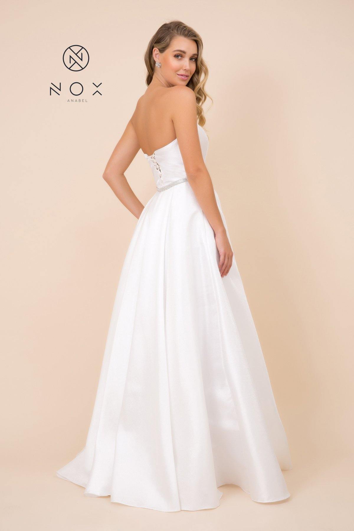 Long Formal Wedding Dress with Pockets Off White - The Dress Outlet Nox Anabel
