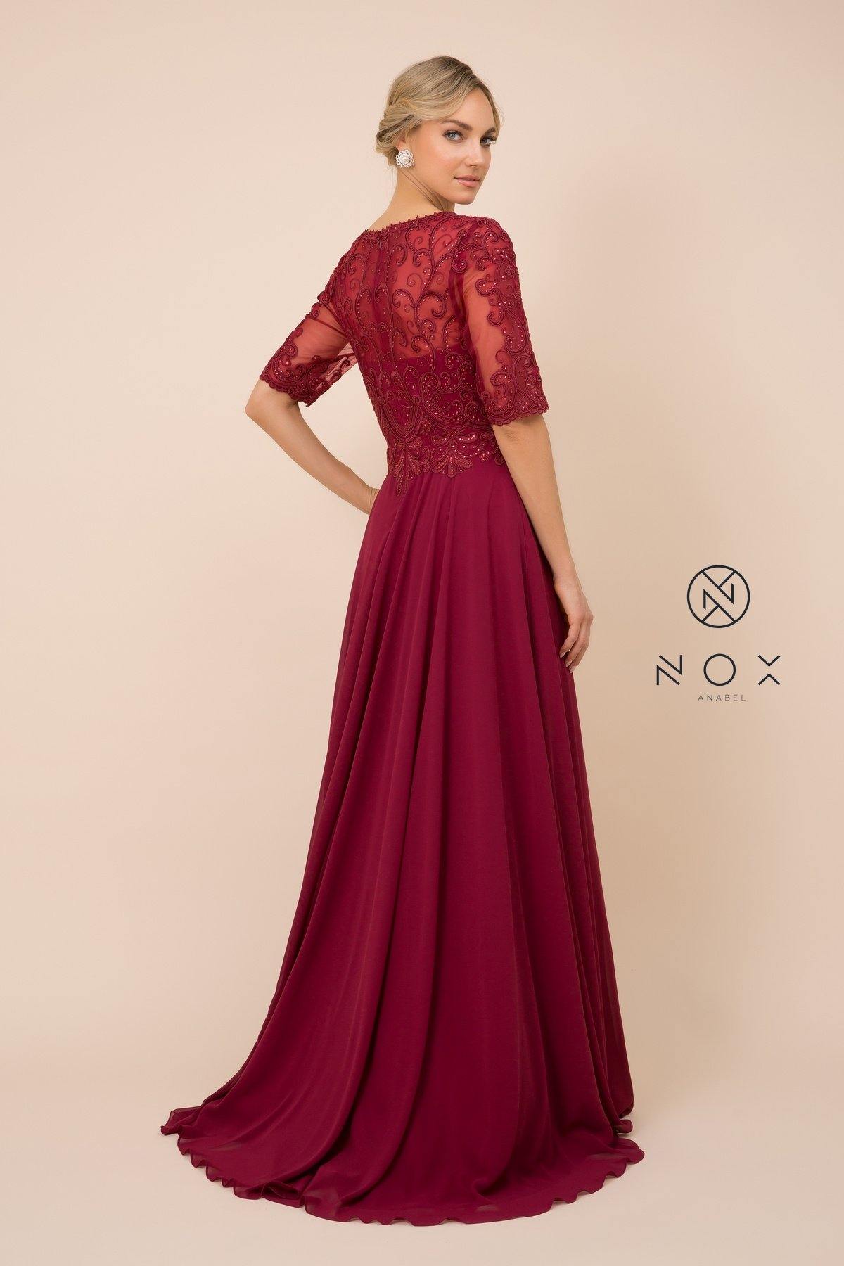 Long Gown With Embellished Bodice Formal Dress - The Dress Outlet Nox Anabel