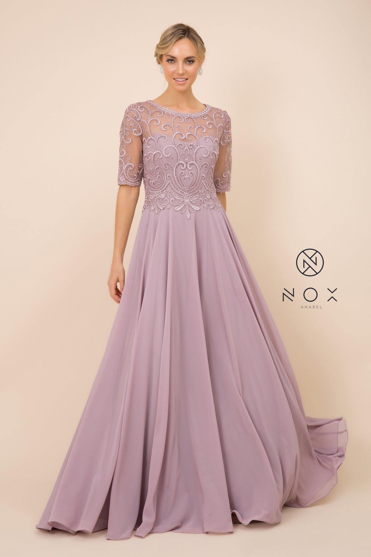 Long Gown With Embellished Bodice Formal Dress - The Dress Outlet Nox Anabel