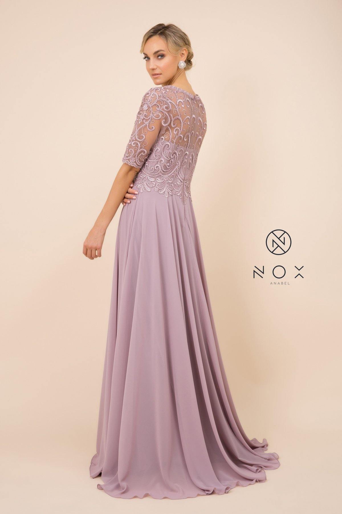 Long Gown With Embellished Bodice Formal Dress - The Dress Outlet Nox Anabel