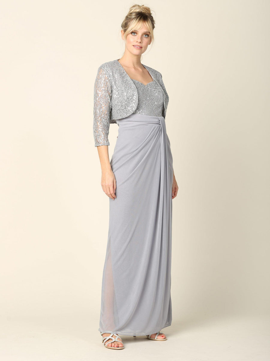 Long Mother of the Bride 2 Piece Formal Bolero Dress - The Dress Outlet
