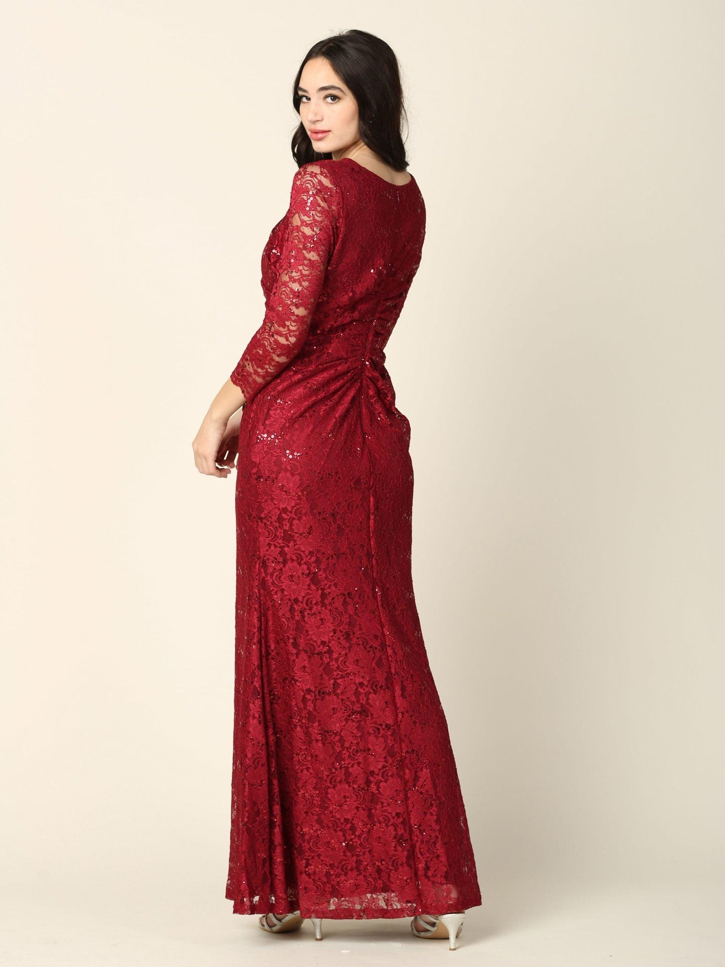 Long Mother of the Bride Lace Formal Dress - The Dress Outlet