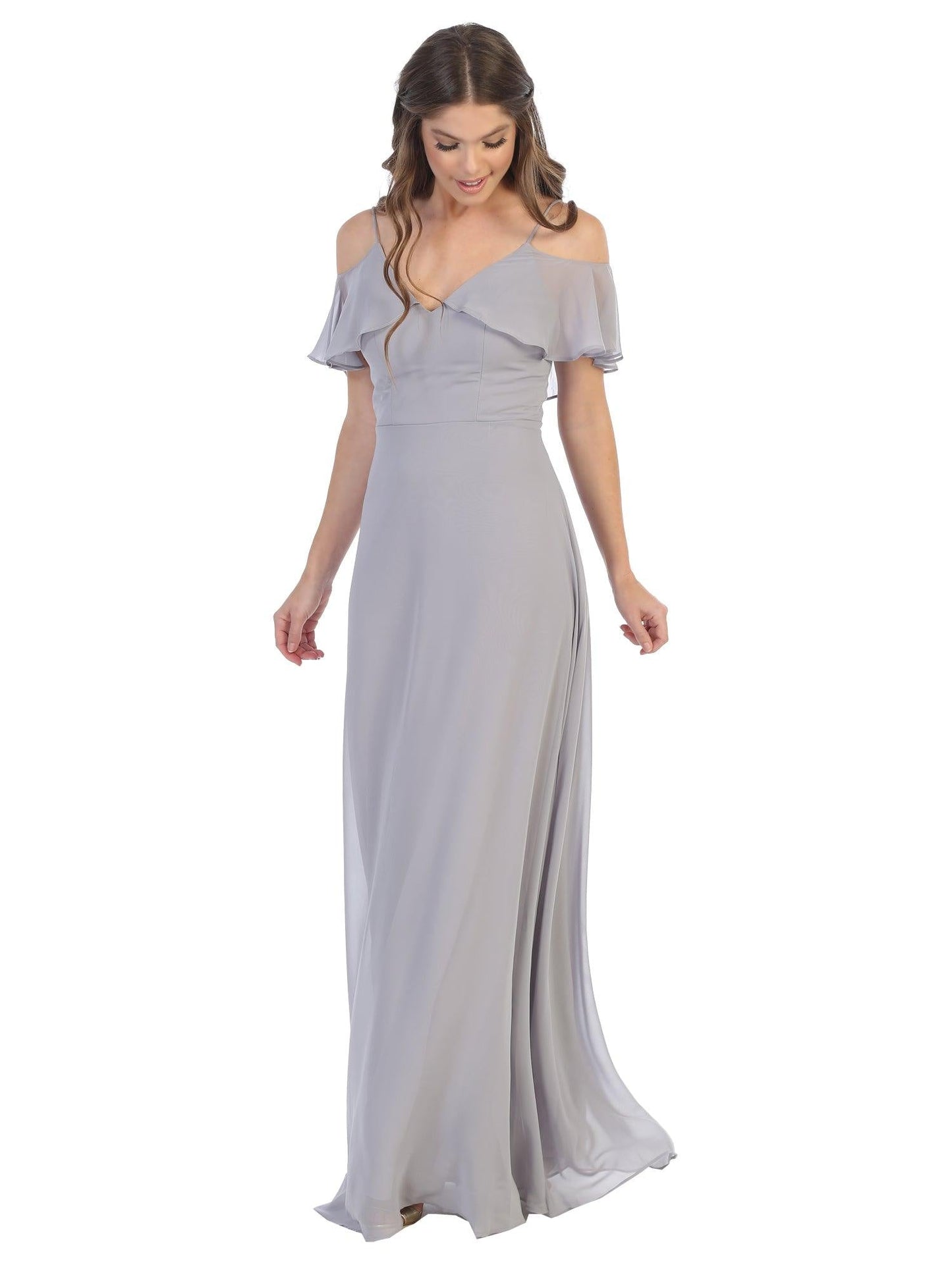 Long Off Shoulder Formal Bridesmaids Dress - The Dress Outlet