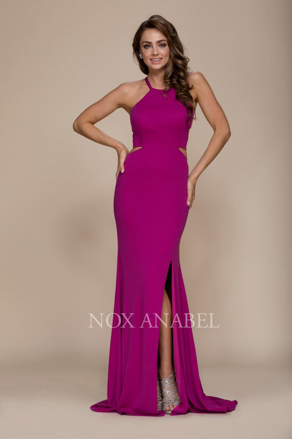 Long Open Back Cutout Prom Dress Evening Gown - The Dress Outlet Nox Anabel