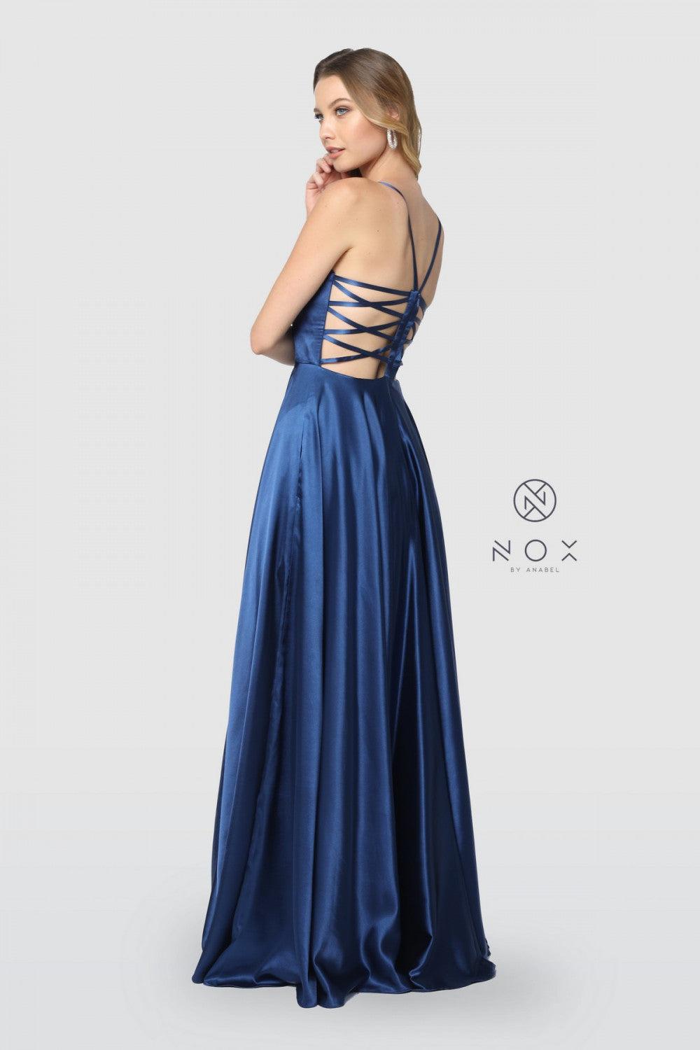 Long Open Back Prom Dress Evening Gown with Pockets - The Dress Outlet Nox Anabel