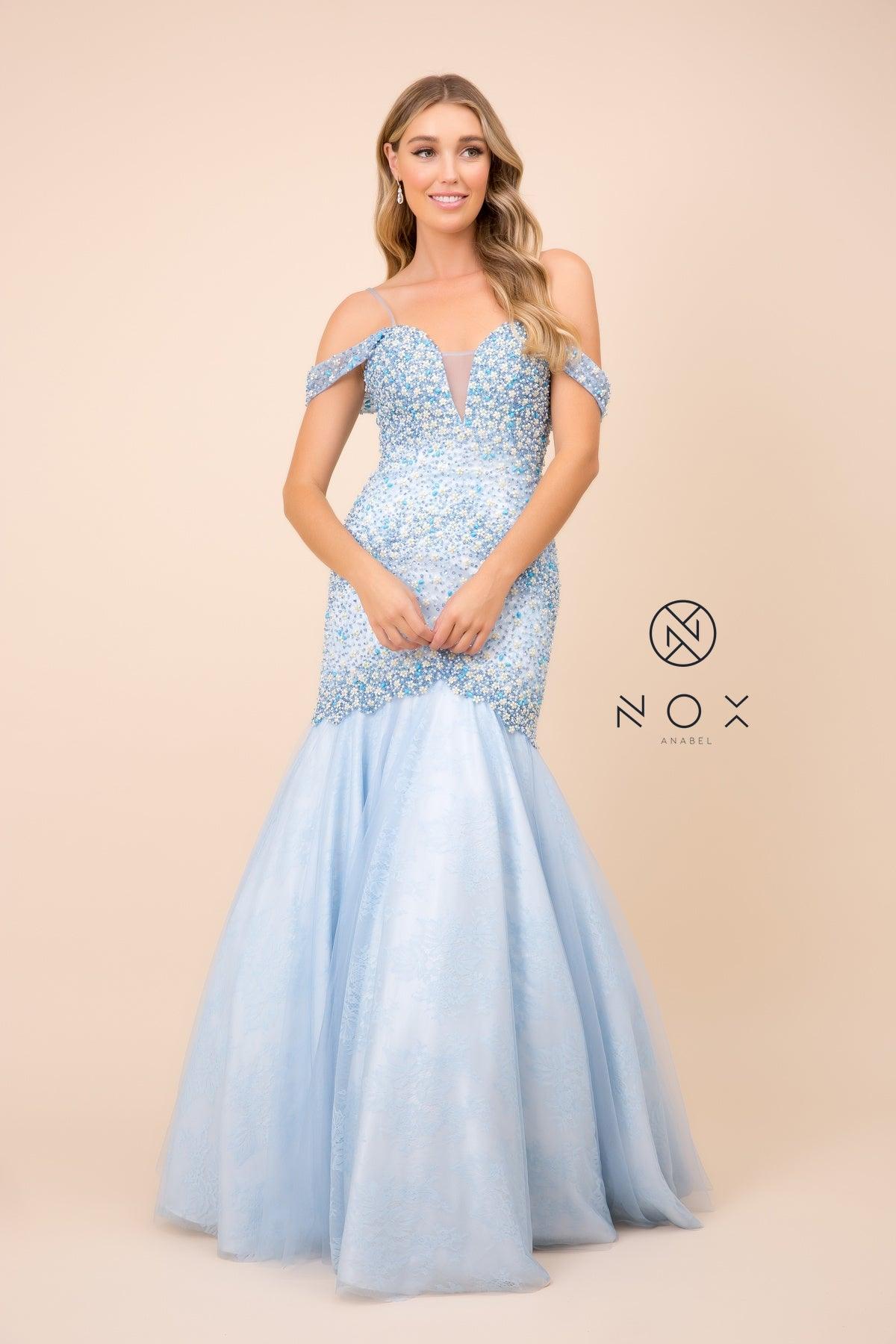 Long Prom Off The Shoulder Mermaid Gown - The Dress Outlet Nox Anabel