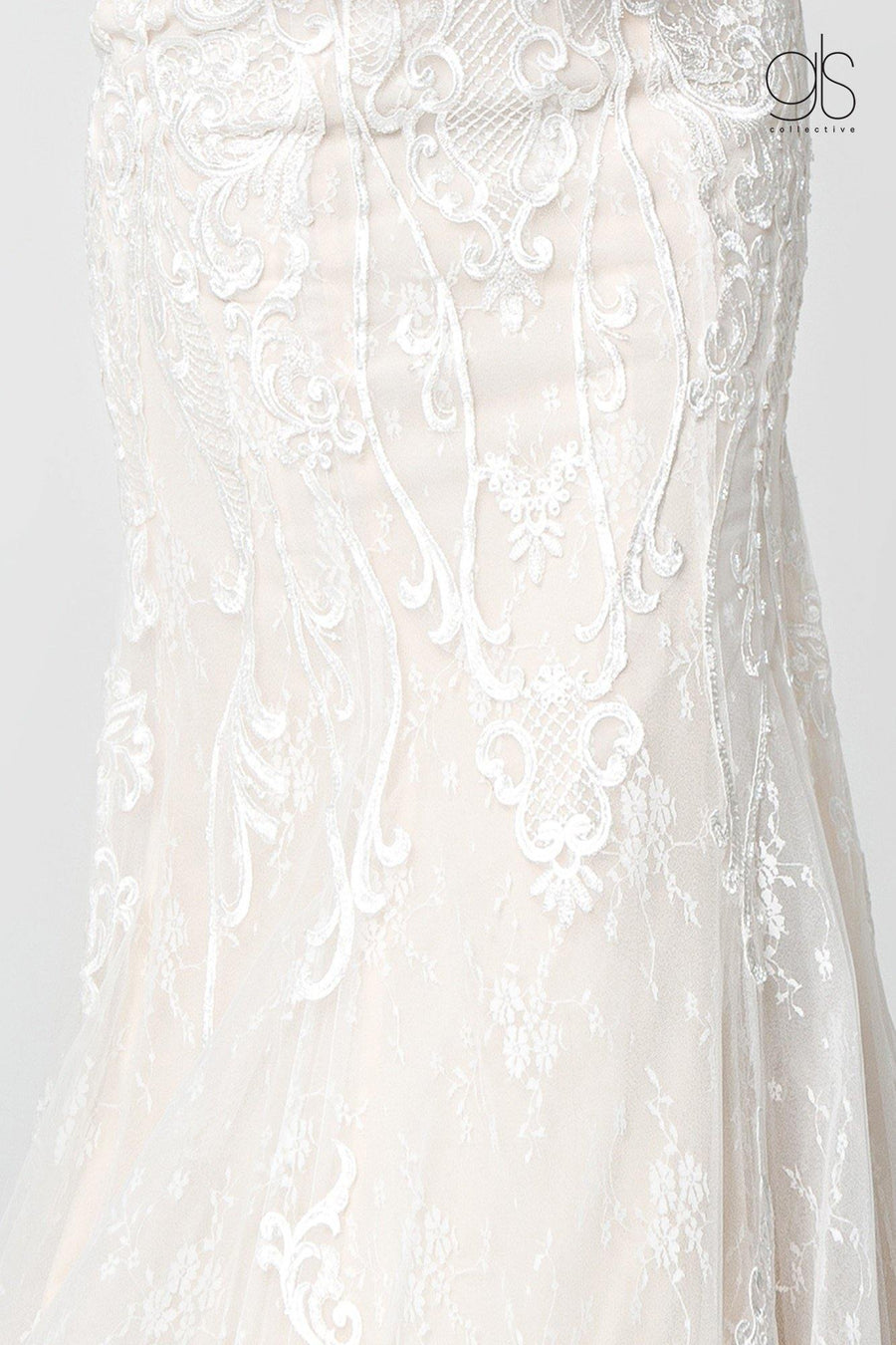 Long Simple Wedding Dress Lace Bridal Gown - The Dress Outlet Elizabeth K