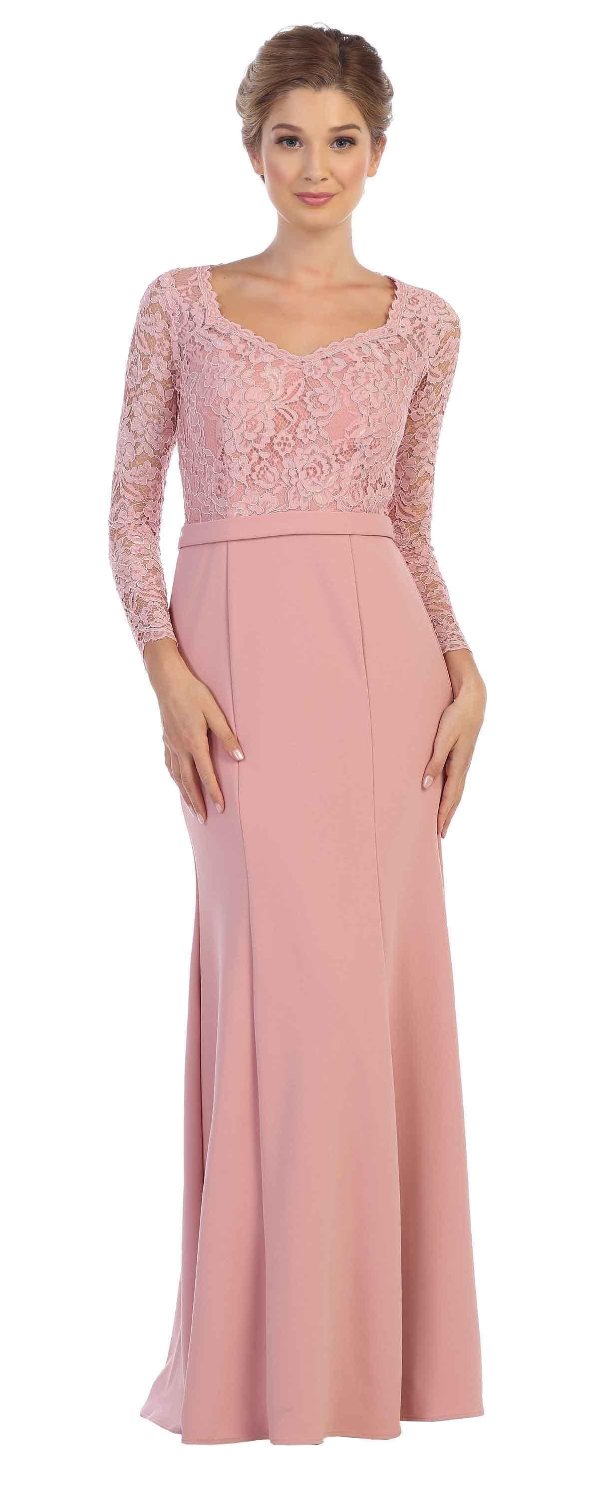 Long Sleeve Mother of the Bride Formal Dress - The Dress Outlet Eva Fashion
