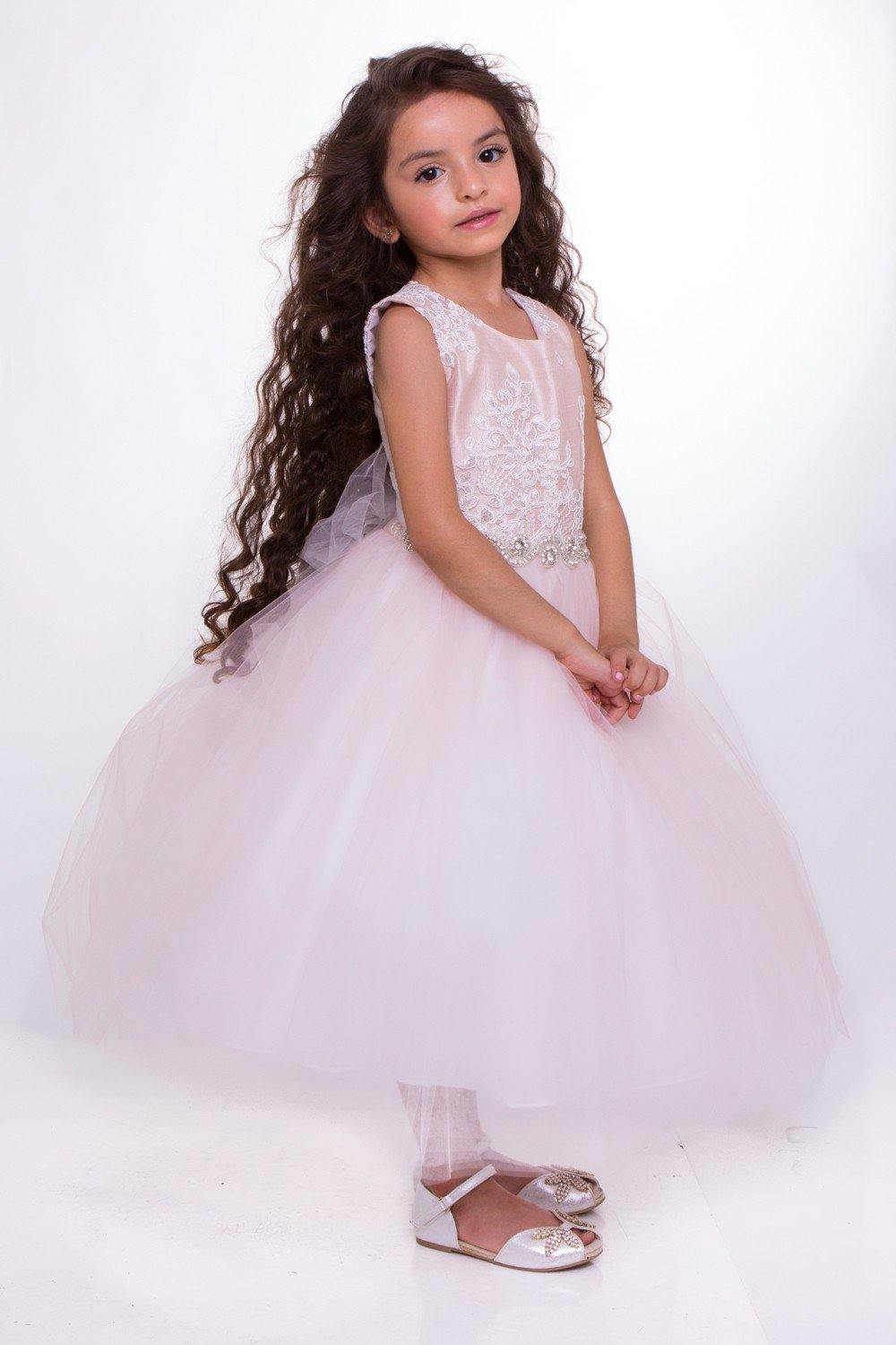 Long Sleeveless Flower Girl Dress - The Dress Outlet Petite Adele