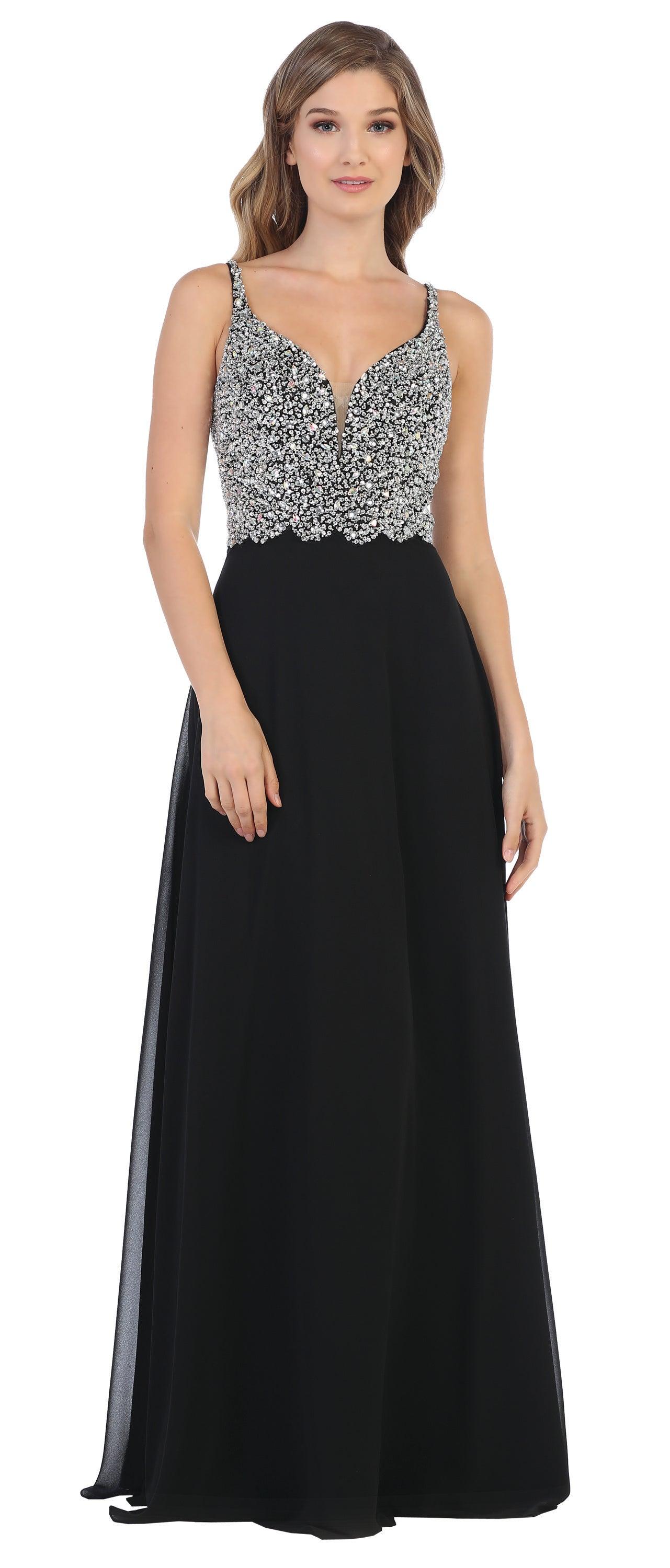 Long Sleeveless Formal Chiffon Dress - The Dress Outlet