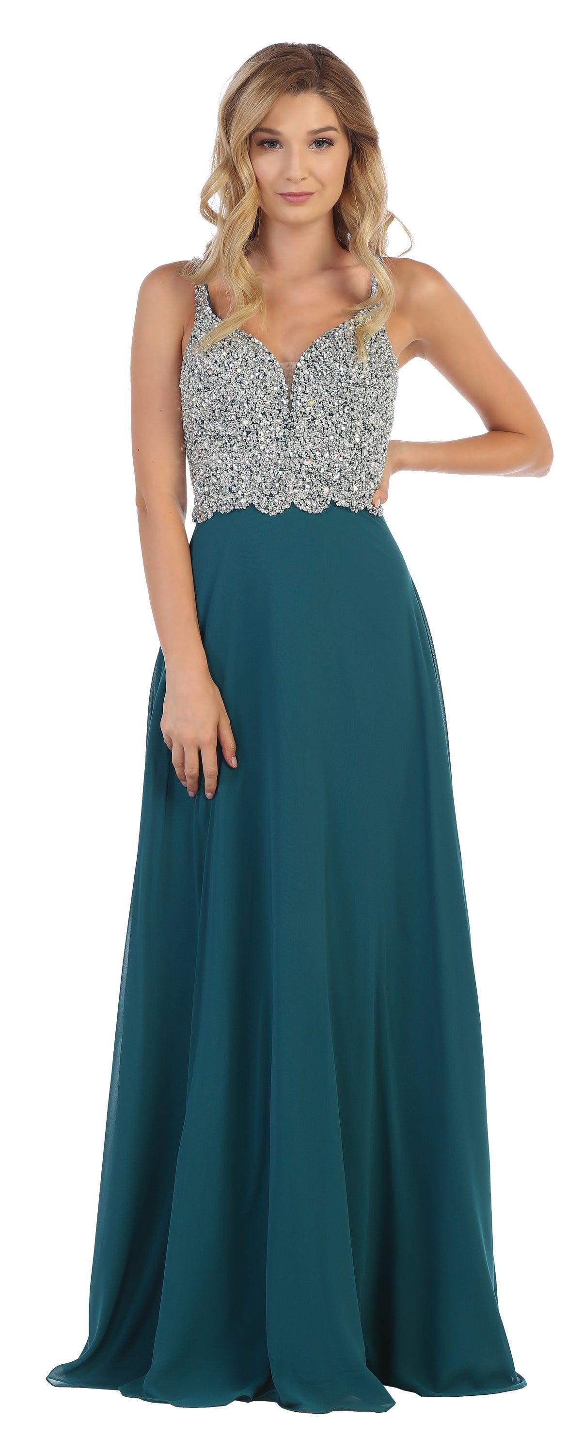 Long Sleeveless Formal Chiffon Dress - The Dress Outlet