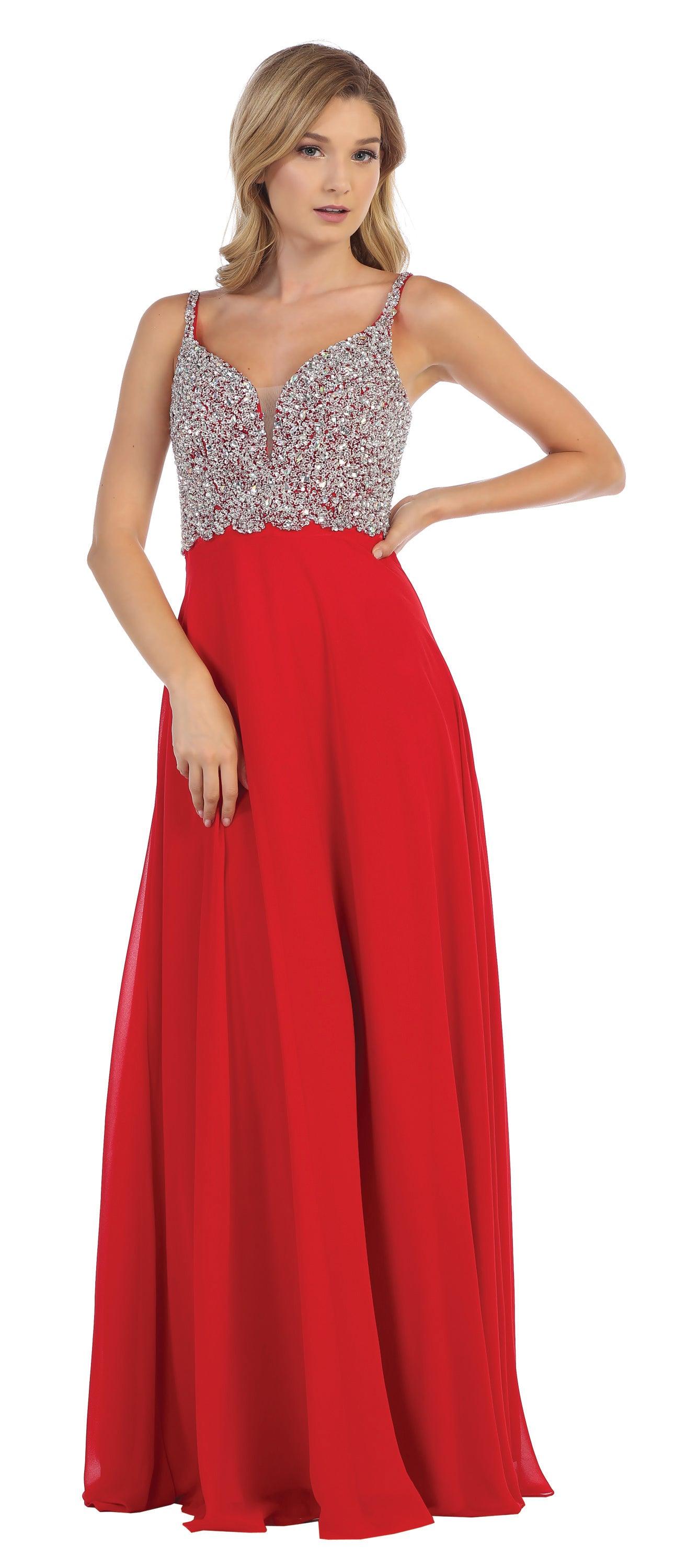Long Sleeveless Formal Chiffon Dress - The Dress Outlet