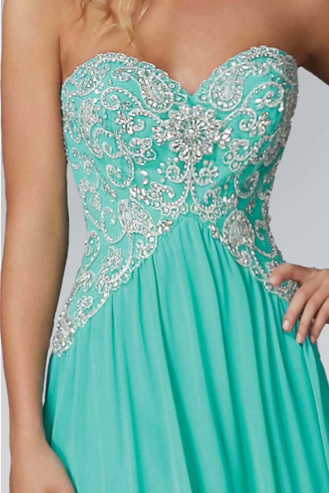 Long Strapless Sweetheart Chiffon Prom Formal Dress - The Dress Outlet Elizabeth K