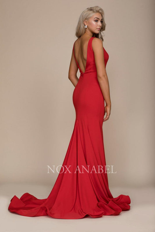 Long V Back Formal Prom Dress Evening Gown - The Dress Outlet Nox Anabel