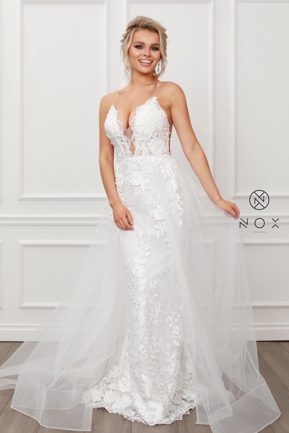 Long Wedding Dress with Train - The Dress Outlet