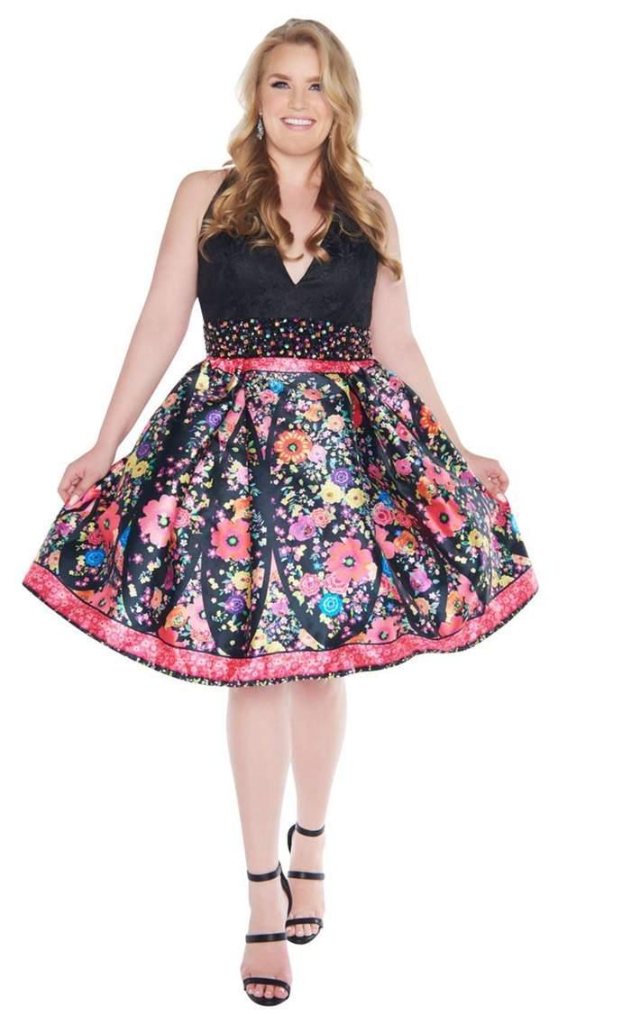 Mac Duggal Fabulouss Short Plus Size Dress 66385F - The Dress Outlet